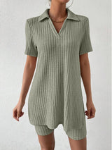 Johnny Collar Short Sleeve Top and Shorts Set - V.I.P Digital Presence