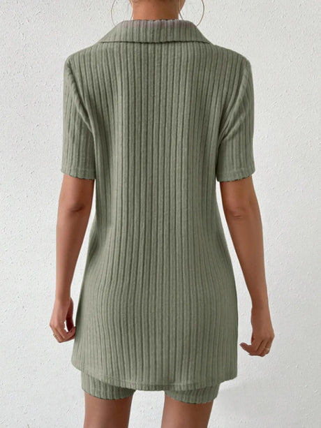 Johnny Collar Short Sleeve Top and Shorts Set - V.I.P Digital Presence