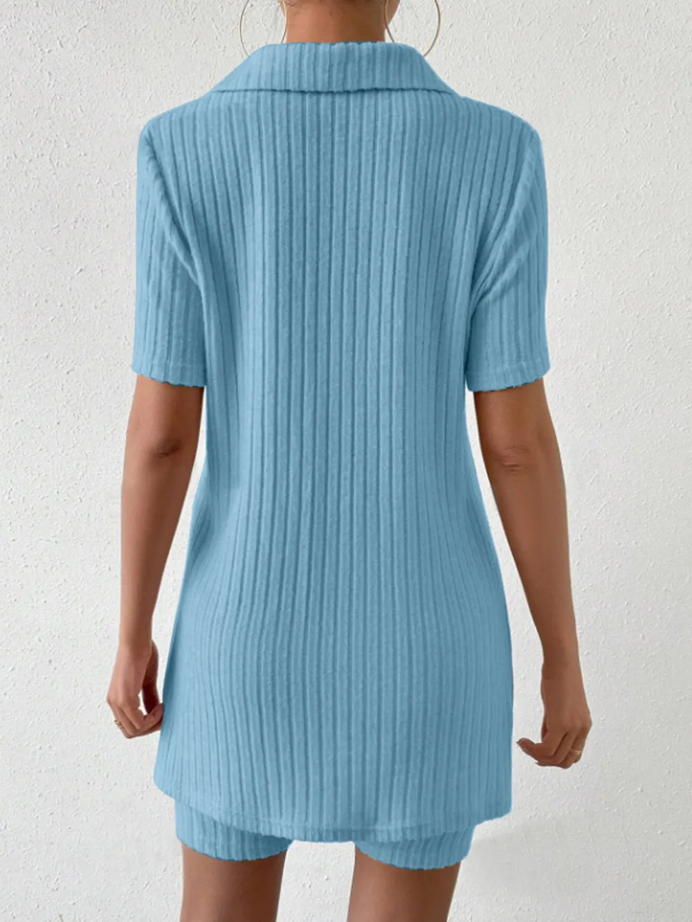 Johnny Collar Short Sleeve Top and Shorts Set - V.I.P Digital Presence