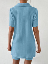 Johnny Collar Short Sleeve Top and Shorts Set - V.I.P Digital Presence