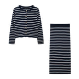 Knitted striped long sleeved suit for outerwear - V.I.P Digital Presence