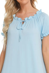 Lace Detail Short Sleeve Lounge Dress - V.I.P Digital Presence