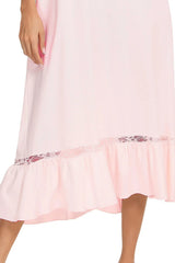Lace Detail Short Sleeve Lounge Dress - V.I.P Digital Presence