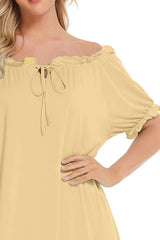Lace Detail Short Sleeve Lounge Dress - V.I.P Digital Presence