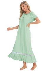 Lace Detail Short Sleeve Lounge Dress - V.I.P Digital Presence