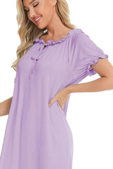 Lace Detail Short Sleeve Lounge Dress - V.I.P Digital Presence