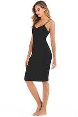 Lace Detail V-Neck Spaghetti Strap Lounge Dress - V.I.P Digital Presence