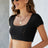 Lace-Up Openwork Square Neck Sweater - V.I.P Digital Presence