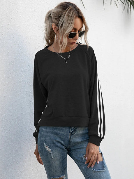Lace-Up Round Neck Long Sleeve Sweatshirt - V.I.P Digital Presence