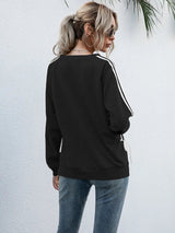 Lace-Up Round Neck Long Sleeve Sweatshirt - V.I.P Digital Presence
