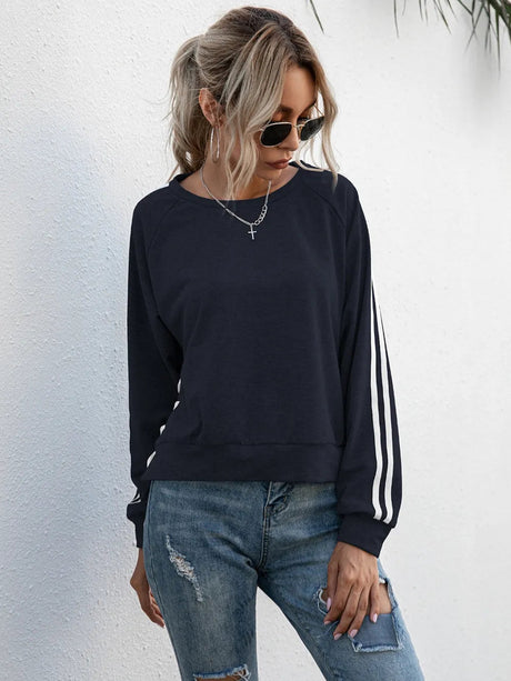 Lace-Up Round Neck Long Sleeve Sweatshirt - V.I.P Digital Presence