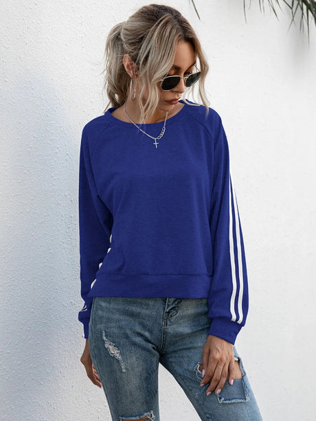 Lace-Up Round Neck Long Sleeve Sweatshirt - V.I.P Digital Presence