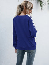Lace-Up Round Neck Long Sleeve Sweatshirt - V.I.P Digital Presence