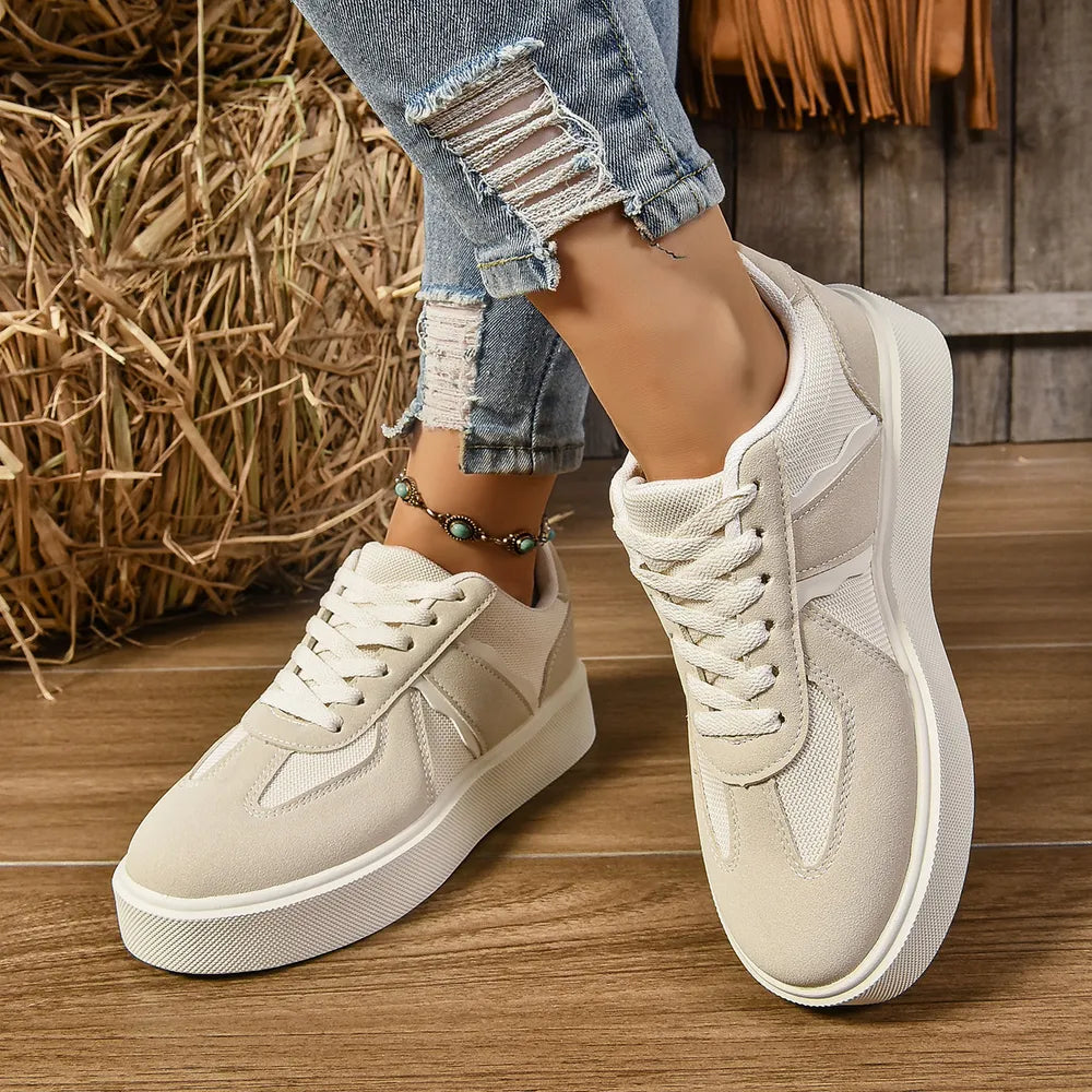 Lace Up Round Toe Contrast Sneakers - V.I.P Digital Presence
