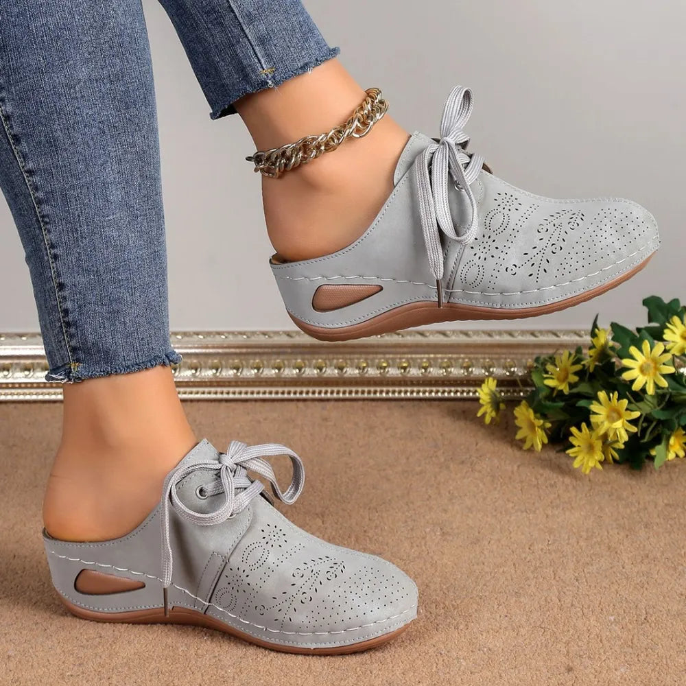 Lace-Up Round Toe Wedge Sandals - V.I.P Digital Presence