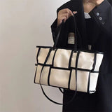 Large-capacity canvas splicing shoulder bag niche Korean style crossbody bag - V.I.P Digital Presence