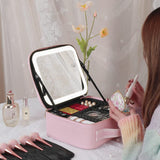 Large capacity LED mirror makeup bag, multifunctional DIY partition storage box, portable waterproof makeup case for women - V.I.P Digital Presence