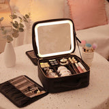 Large capacity LED mirror makeup bag, multifunctional DIY partition storage box, portable waterproof makeup case for women - V.I.P Digital Presence
