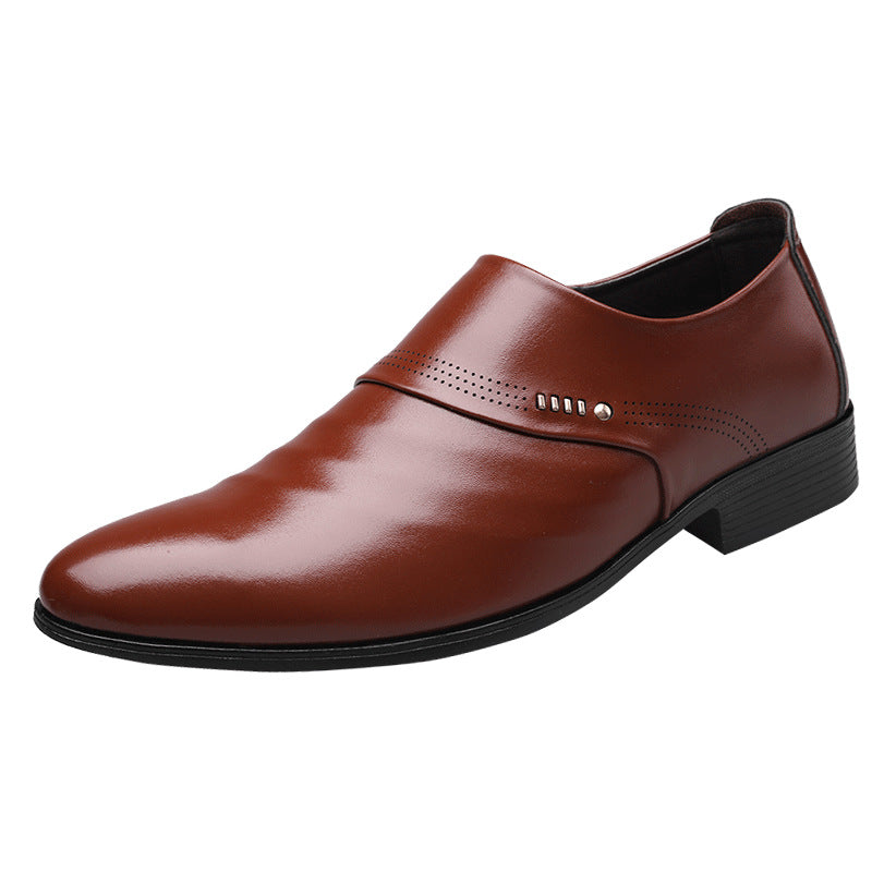 Leather shoe covers, casual pointed single shoes, men's mesh hole shoes - V.I.P Digital Presence