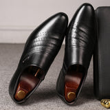 Leather shoe covers, casual pointed single shoes, men's mesh hole shoes - V.I.P Digital Presence