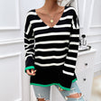 Leisure vacation style contrasting striped long sleeved sweater - V.I.P Digital Presence