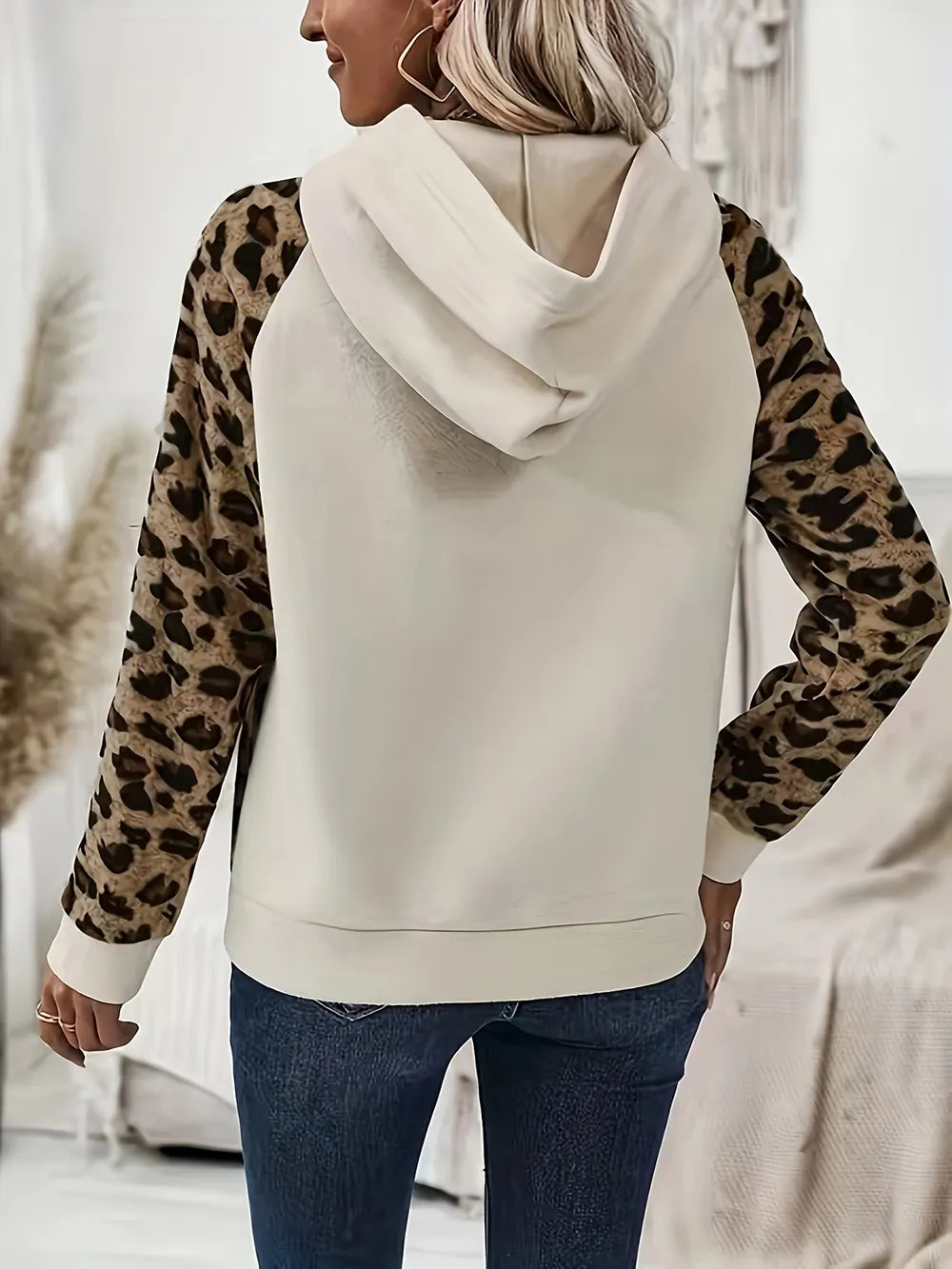 Leopard Half Button Long Sleeve Hoodie - V.I.P Digital Presence