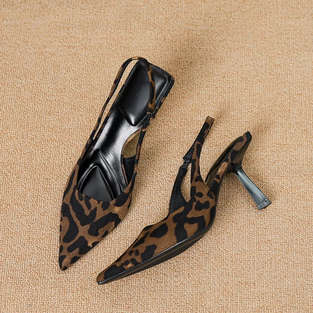 Leopard Point Toe Slingback Pumps - V.I.P Digital Presence