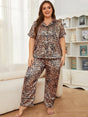 Leopard Short Sleeve Top and Pants Lounge Set - V.I.P Digital Presence