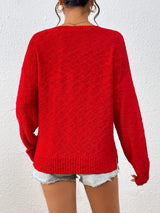 Letter Round Neck Long Sleeve Sweater - V.I.P Digital Presence