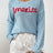 Letter Round Neck Long Sleeve Sweater - V.I.P Digital Presence