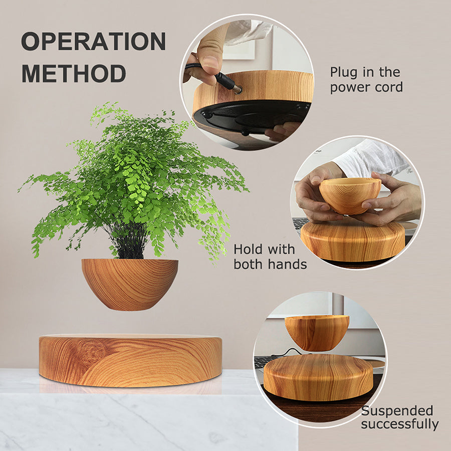 levi pot plant LevitaSphere Wood Grain