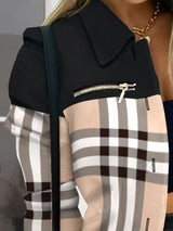 Long sleeved button color blocked printed lapel commuter suit for women - V.I.P Digital Presence