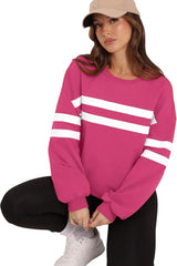 Lovelet Striped Round Neck Dropped Shoulder Sweatshirt - V.I.P Digital Presence
