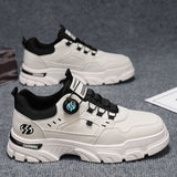 Low cut workwear Martin shoes men's casual leather sneakers trendy shoes men's rotating buttons - V.I.P Digital Presence