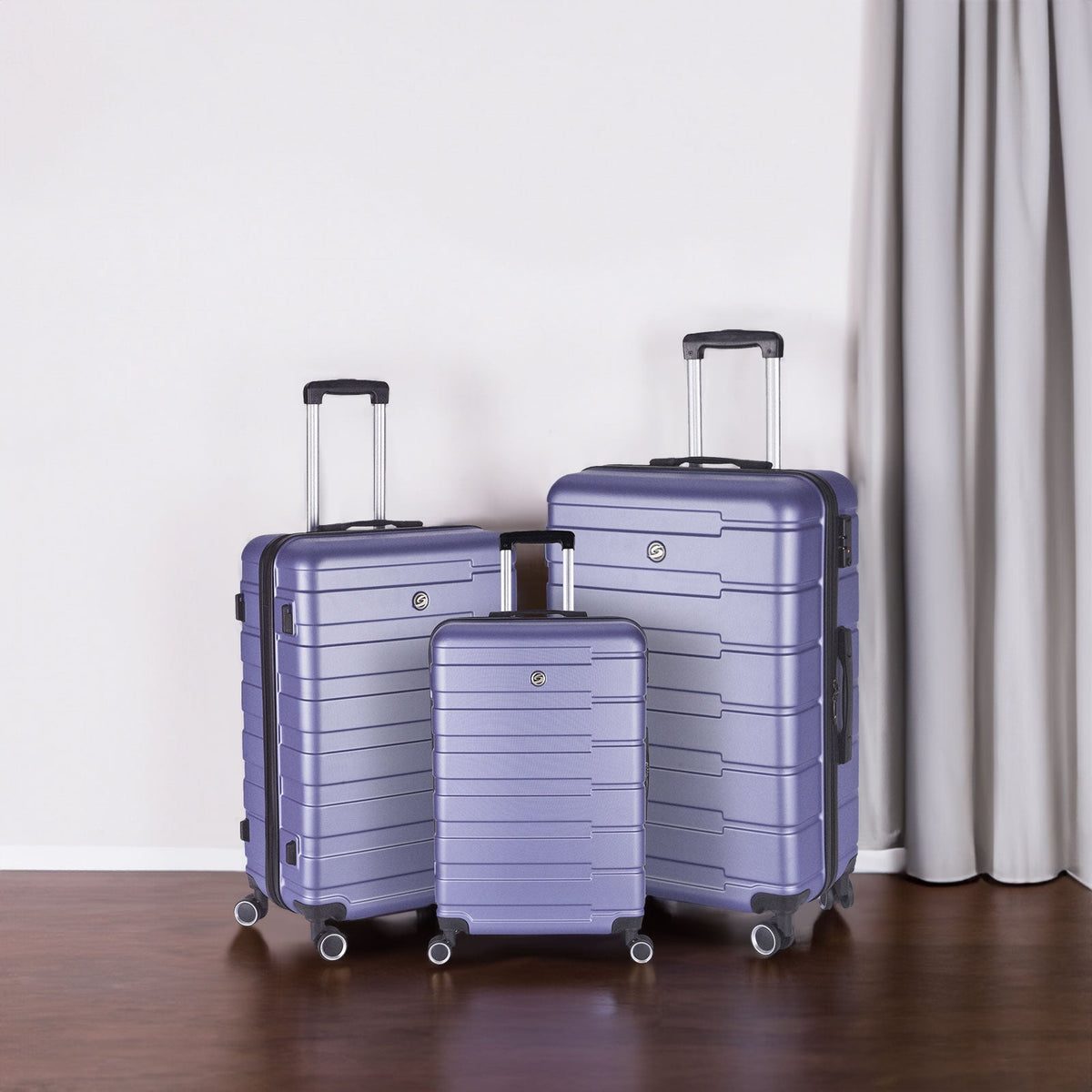 Luggage Suitcase 3 Piece Sets Hardside Carry-on luggage with Spinner Wheels 20"/24"/28" Lavender purple + ABS - V.I.P Digital Presence