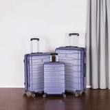 Luggage Suitcase 3 Piece Sets Hardside Carry-on luggage with Spinner Wheels 20"/24"/28" Lavender purple + ABS - V.I.P Digital Presence