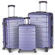 Luggage Suitcase 3 Piece Sets Hardside Carry-on luggage with Spinner Wheels 20"/24"/28" Lavender purple + ABS - V.I.P Digital Presence