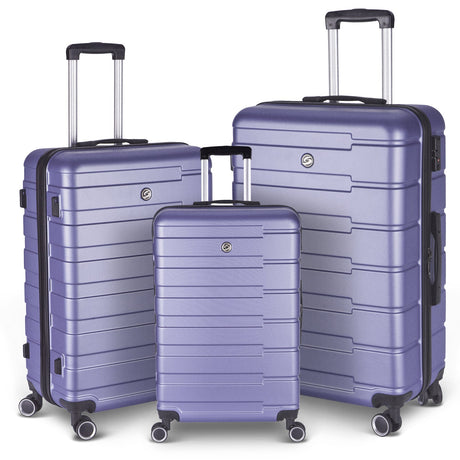 Luggage Suitcase 3 Piece Sets Hardside Carry-on luggage with Spinner Wheels 20"/24"/28" Lavender purple + ABS - V.I.P Digital Presence