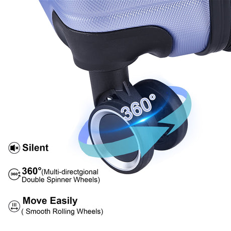 Luggage Suitcase 3 Piece Sets Hardside Carry-on luggage with Spinner Wheels 20"/24"/28" Lavender purple + ABS - V.I.P Digital Presence