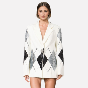 Luxury casual small suit with fashionable patchwork sequin design one button suit jacket for women - V.I.P Digital Presence
