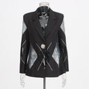 Luxury casual small suit with fashionable patchwork sequin design one button suit jacket for women - V.I.P Digital Presence