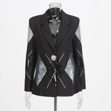 Luxury casual small suit with fashionable patchwork sequin design one button suit jacket for women - V.I.P Digital Presence