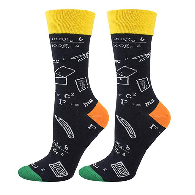 Math Print Men's Socks Space Leisure In Tube Socks Autumn And Winter New Style Cotton Socks Trendy Socks - V.I.P Digital Presence