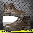 Men Retro Work Ankle Boots Autumn Winter Thick Bottom High Top Casual Boots Leather Boots Chelsea Desert Waterproof  Boots Male - V.I.P Digital Presence
