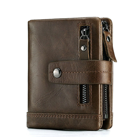 Men's Bag Zipper Buckle Multi-Card First Layer Cowhide Coin Purse Short Leather Men's Wallet - V.I.P Digital Presence