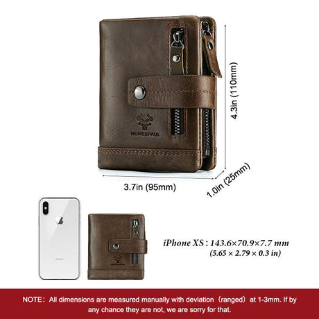 Men's Bag Zipper Buckle Multi-Card First Layer Cowhide Coin Purse Short Leather Men's Wallet - V.I.P Digital Presence