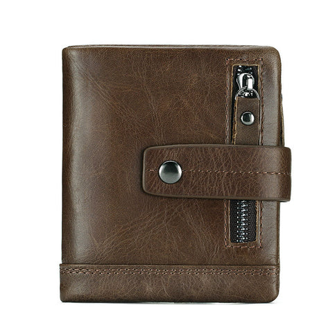 Men's Bag Zipper Buckle Multi-Card First Layer Cowhide Coin Purse Short Leather Men's Wallet - V.I.P Digital Presence