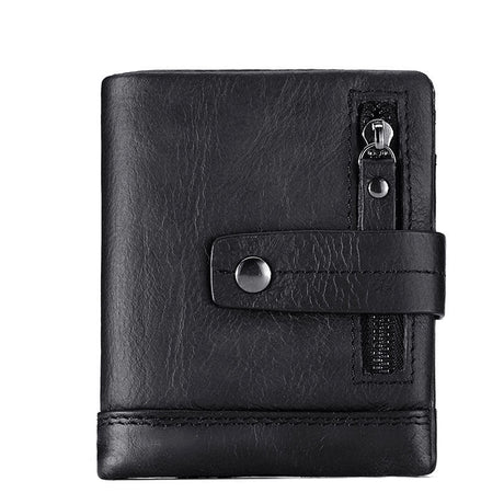 Men's Bag Zipper Buckle Multi-Card First Layer Cowhide Coin Purse Short Leather Men's Wallet - V.I.P Digital Presence