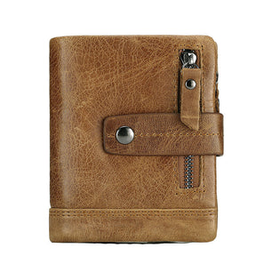 Men's Bag Zipper Buckle Multi-Card First Layer Cowhide Coin Purse Short Leather Men's Wallet - V.I.P Digital Presence
