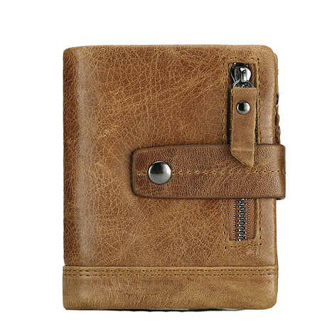 Men's Bag Zipper Buckle Multi-Card First Layer Cowhide Coin Purse Short Leather Men's Wallet - V.I.P Digital Presence